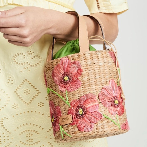 Frances Valentine raffia poppy embroidered bucket bag - Picture 12 of 12